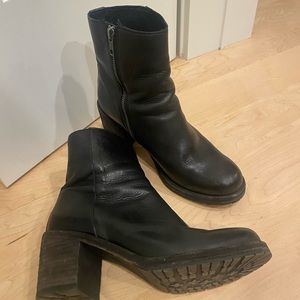 Frye ankle boot with high block heel